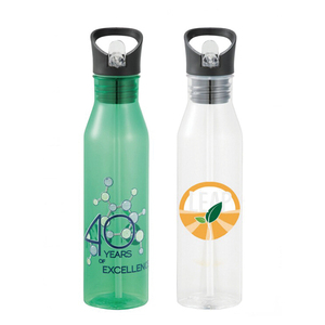 BPA Free OEM Plastic clear Drinking Water <b>Bottle</b> with Push Lid and Straw - Product Image 1