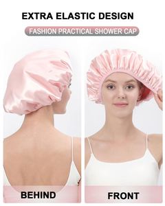 Gorro de seda de ala ancha de alta elasticidad para mujer, elegante, para ducha, cuidado facial y capilar, gorro de noche - Product Image 2
