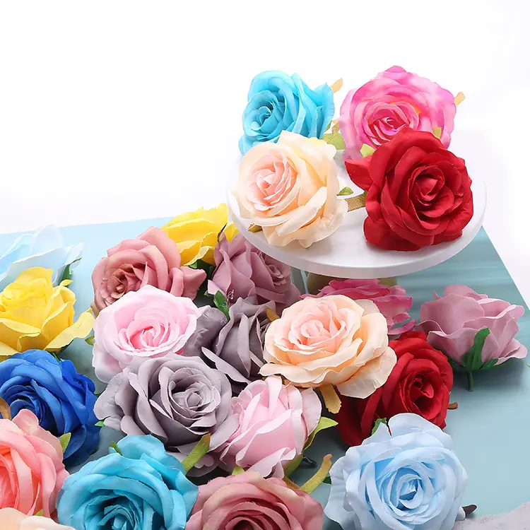 Artificial Flowers For Wedding Diameter 9CM Rose Artificial Flower Head Faux Silk Flower Living Room