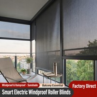Stores verticaux électriques d'extérieur, stores enrouleurs imperméables avec fermeture éclair, en polyester, résistants au vent, volets roulants extérieurs 100% résistants au vent