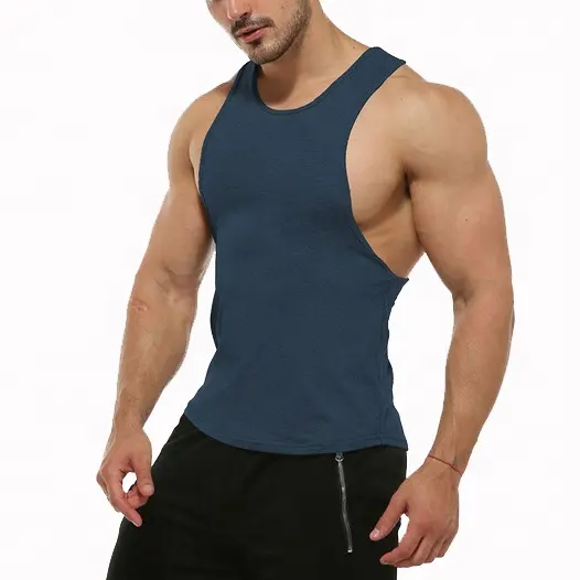 elastic breathable and quick-drying men's fitness vest stringers gym wear men singlet 100 cotton basic tank top