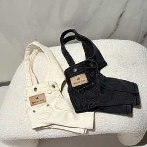 JM-Pantalon à bretelles Doggy Cowboy en denim <span class=keywords><strong>noir</strong></span> <span class=keywords><strong>et</strong></span> <span class=keywords><strong>blanc</strong></span>, style ours en peluche, poméranien, denim 100% coton - Product Image 1