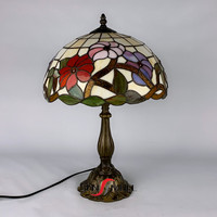 Lampe de table décorative rétro de style européen en verre teinté sur mesure de 12 pouces, fabriquée en Chine, vente en gros, soudée à la main, lampe LED artistique