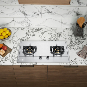 Placa de Gas de 2 quemadores con placa de cocina de acero inoxidable y soporte de sartén de hierro fundido, diseño Simple <span class=keywords><strong>para</strong></span> uso en hoteles, encimera de Gas - Product Image 6