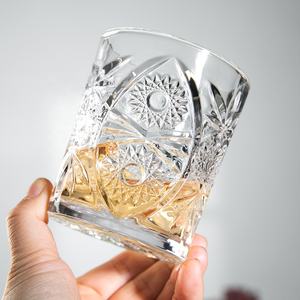 ダブル昔ながらのスピリットウイスキーガラスカップエンボスハイボールジュースグラス - Product Image 3