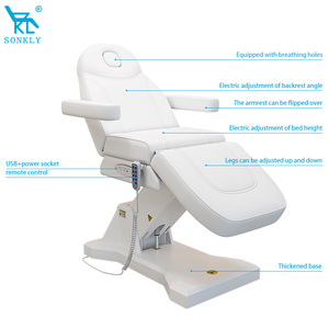 SONKLY Cama Facial Eléctrica Profesional de Cuero Sintético con 3 Motores Eléctricos, Lujosa para Clínica de Cosmetología - Product Image 4