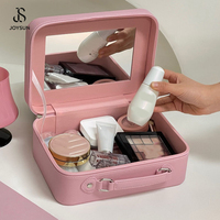 JOYSUN Vente en gros de trousses de maquillage personnalisées pour femmes, grande capacité, trousse de maquillage portable de voyage, boîte de rangement pour cosmétiques avec miroir
