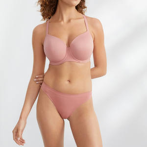 Cintura bassa in <span class=keywords><strong>microfibra</strong></span> liscia elasticizzata con copertura posteriore sfacciata perizoma senza cuciture Set <span class=keywords><strong>reggiseno</strong></span> e mutandine da donna di tutti i giorni - Product Image 4