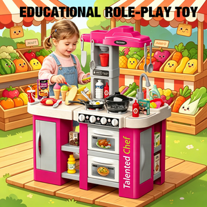 Ensemble de cuisine de jeu en plastique rose pour enfants, idéal pour les détaillants de cadeaux et les programmes de sélection de catalogue de revente mondiale - Product Image 3
