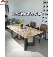 Aménagement de cuisine moderne en marbre, îlot et table en marbre Bugatti Gold, table de salon et de réception de luxe en marbre doré de Dubaï