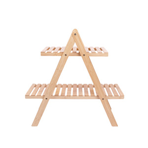Support à fleurs d'intérieur en bambou, étagère de salon, étagère triangulaire simple multi-niveaux sur pied pour balcon, personnalisable - Product Image 1