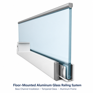 Balustrade en verre sans cadre sur pied avec cadre en aluminium, base en verre trempé, <span class=keywords><strong>prix</strong></span> usine B2B en gros - Product Image 1