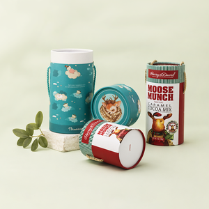 Emballage personnalisé en tube de papier de qualité alimentaire, écologique, de forme ronde, pour confiserie, avec poignée cylindrique - Product Image 1