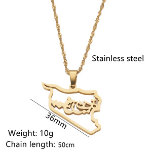 2401 meise đồ trang sức quyến rũ bán thép không gỉ <span class=keywords><strong>Iran</strong></span> bản đồ Mặt dây chuyền vòng cổ - Product Image 3
