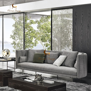 Sofá <span class=keywords><strong>Cama</strong></span> <span class=keywords><strong>Chaise</strong></span> <span class=keywords><strong>Longue</strong></span> Italiano de Calidad TORII, Mesa Multiusos Acolchada, Acero Inoxidable, Madera Maciza, Estilo Moderno para Sala de Estar - Product Image 3