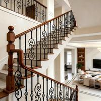 Balustres d'escalier en fer forgé noir antirouille avec revêtement en poudre, motif S, pour escaliers de villa