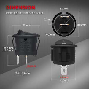 12V DC 2 Pin on Off Round Rocket <strong>Push</strong> <strong>Button</strong> Switch <strong>Toggle</strong> Switch for Automobile SPST Switch - Product Image 4