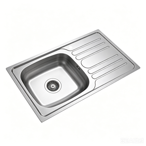 Évier de cuisine encastrable à cuve unique avec drain linéaire à extrémité incurvée et trou unique pour robinet, pour armoire de cuisine compacte standard familiale - Product Image 4