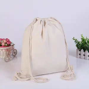 Custom Canvas Drawstring Backpack Cotton Canvas Printing Logo Drawstring Bag