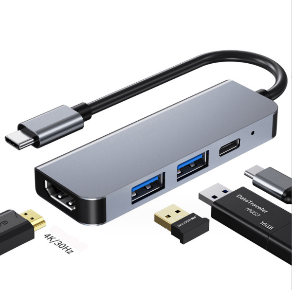 4 Port Multiport Adapter USB Hub 3.0 to 4K HD Adapter for for Laptop USB C Docking Station