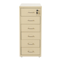 Armoire de classement commerciale en acier à 6 tiroirs verrouillable avec serrure à clé pour le rangement de documents à domicile ou au bureau |   Blanc/Vert/Jaune