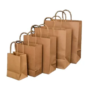 Recyclable Custom Luxury Kraft Paper Bags With Handles /Chinese New Year Gift Bag For Free Sample