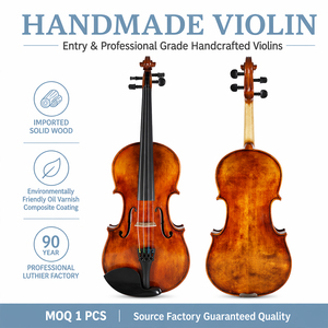 <span class=keywords><strong>Violon</strong></span> acoustique professionnel fait main avec table en épicéa séché à l'air et touche en bois d'ébène massif, idéal pour les étudiants débutants - Product Image 1