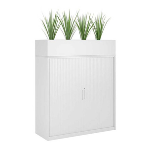 Armoire <span class=keywords><strong>de</strong></span> classement en métal avec porte à enroulement et étagère pour plantes, armoire <span class=keywords><strong>de</strong></span> rangement avec plante, adaptée aux postes <span class=keywords><strong>de</strong></span> travail <span class=keywords><strong>de</strong></span> bureau - Product Image 2