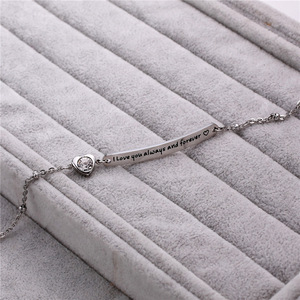 Bracciale in acciaio inox personalizzato inciso con catena regolabile oro rosa zircone pietra argento placcato gioielli per <span class=keywords><strong>coppia</strong></span> - Product Image 5