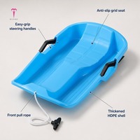 Luge pour enfants avec freins, toboggan avec corde de remorquage, 4 couleurs, léger (0,6 kg), en HDPE, capacité 120 kg, pour neige, sable, herbe, jouet d'hiver pour l'extérieur