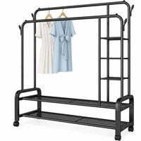 Porte-vêtements robuste et grande capacité à double barre large en acier au carbone pour chambre, armoire et rangement quotidien à domicile