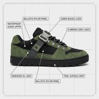 Baskets de randonnée unisexe vert armée en daim avec sangle en maille et boucle, semelle en caoutchouc antidérapante à crampons profonds, OEM ODM, logo personnalisé, montagne