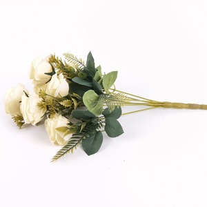 Decorazione di nozze di seta di alta qualità Rose <span class=keywords><strong>Bush</strong></span> 7 teste fiori artificiali mazzo di Rose piccolo Mini Bouquet - Product Image 4