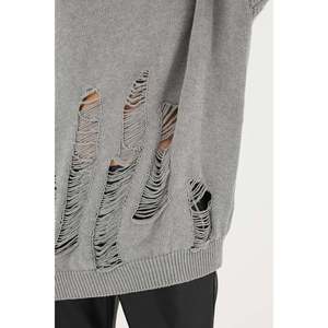 Suéter Túnica Gris Desgastado de Punto para Mujer Soul - Top Moderno Casual de Manga Larga con Efecto Desgastado para Uso Diario, Modelo - Product Image 5