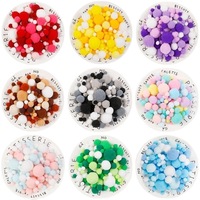 Petits pompons multicolores à haute élasticité, boules en peluche créatives faites à la main, matériaux artistiques de différentes tailles pour la décoration