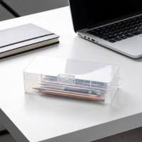 Étui à crayons portable en plastique transparent 18 cm, boîte de rangement transparente en PP pour le bureau, l'école et les étudiants