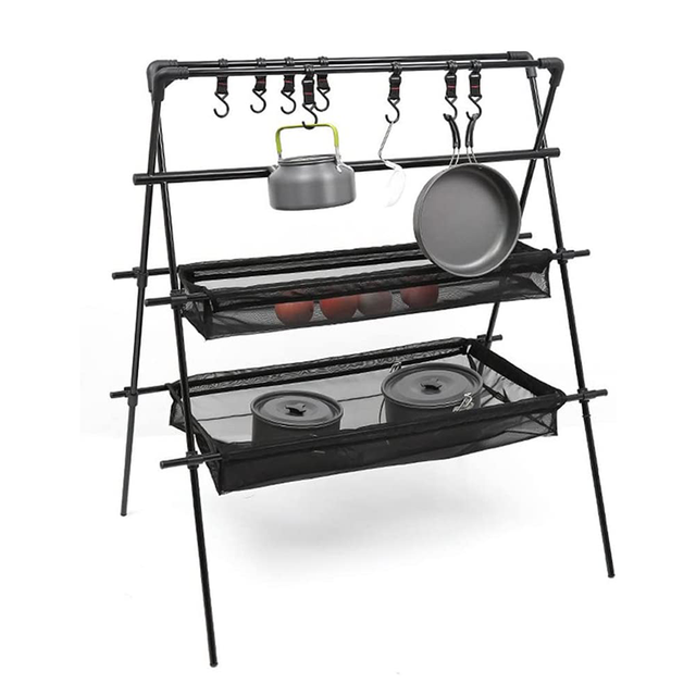 New Style Tripod Hanger Outdoor Shelves Cookware Pot Pan Clothes Stand Camping Hanging Rack