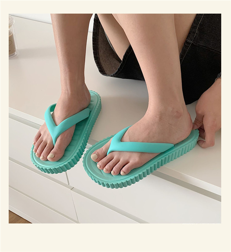 Summer Holiday Students Outdoor Beach Flip-flops Slippers Solid Color Flat Flip Flops