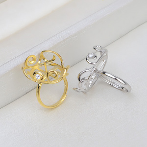 แหวนเงินแท้ S925 งานแฮนด์เมด ลายดอกไม้และใบไม้ประดับมุกบาโรก ชุบทอง 14K สำหรับทำเครื่องประดับ DIY รุ่น 1801 - Product Image 4