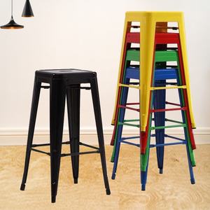 Tabourets de bar de hauteur comptoir <span class=keywords><strong>Turquoise</strong></span> Fer industriel Chaise empilable Tabourets de bar en métal Noir - Product Image 2