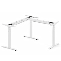 Bureau d'ordinateur électrique moderne réglable en hauteur pour le travail assis-debout, poste de travail élévateur en forme de L, mobilier de bureau