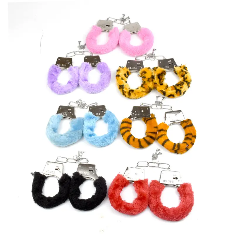 Multicolor Pluche Rvs BDSM Handboeien Sex Metalen Furry Handboeien SM Producten voor Meisjes