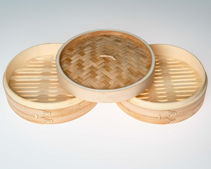 سلة تبخير من الخيزران من بامبوهومي مع عيدان الطعام والملقط، سلة تبخير ثلاثية الطبقات لطهي الديم سم والزلابية - Product Image 5