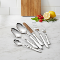 Ensemble de couteaux et fourchettes en acier inoxydable 304 à manche épais, manche en forme de calebasse, couteau de table, fourchette, cuillère à dessert, cuillère à thé et fourchette