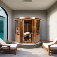 Sauna de Cedro Rojo Sólido para 4 Personas, Diseño Moderno Rio Grande, Bajo EMF, Infrarrojo Lejano, Vapor Seco, Terapia de Luz Roja, Ecológica, 9kw