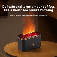 Humidificateur d'air à flamme simulée avec éclairage d'ambiance coloré, design compact pour bureau, capacité de 0,5 L, bruit de 36 dB, télécommande