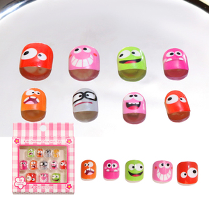 Haute qualité pré collé enfants presse sur les ongles mignon fantôme visage dessin animé ongles conseils <span class=keywords><strong>Anime</strong></span> conçu petits enfants <span class=keywords><strong>faux</strong></span> ongles pour les filles - Product Image 2