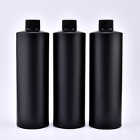 Bouteille en plastique HDPE noire de 1000 ml personnalisée en gros pour shampoing, après-shampoing, crème pour le visage, crème pour les yeux, emballage cosmétique pour soins de la peau avec bouchon à vis