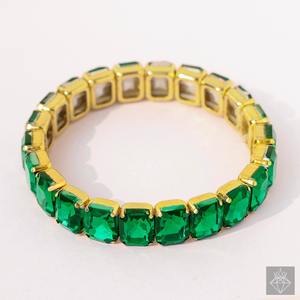 PRAO hecho a mano a granel moda chapado en oro Material de latón antideslustre Esmeralda brazalete para aniversarios de mujeres - Product Image 2