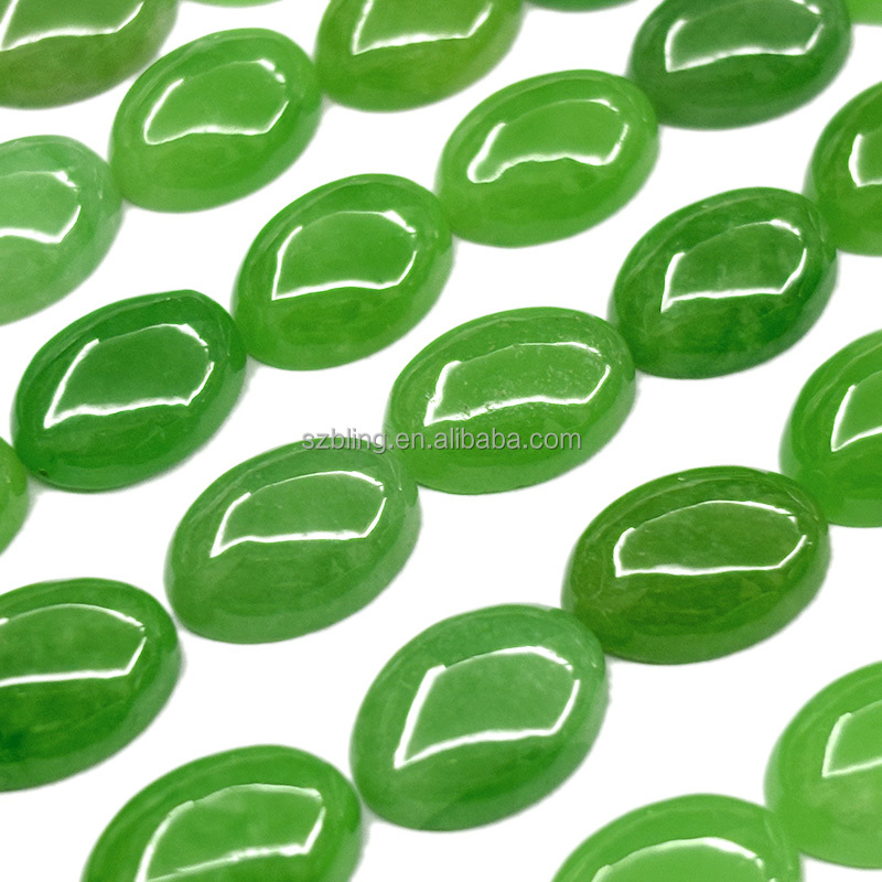 Green Jadeite Loose Gemstone Beads Flat Back Natural Green Jade Cabochons Wholesale Custom Jade Beads for Jewelry Making